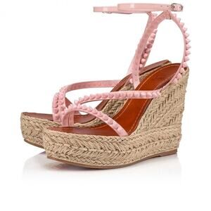 Christian Louboutin Mafaldina Zeppa 120 Rosy Pink Platform Wedge Sandal 41